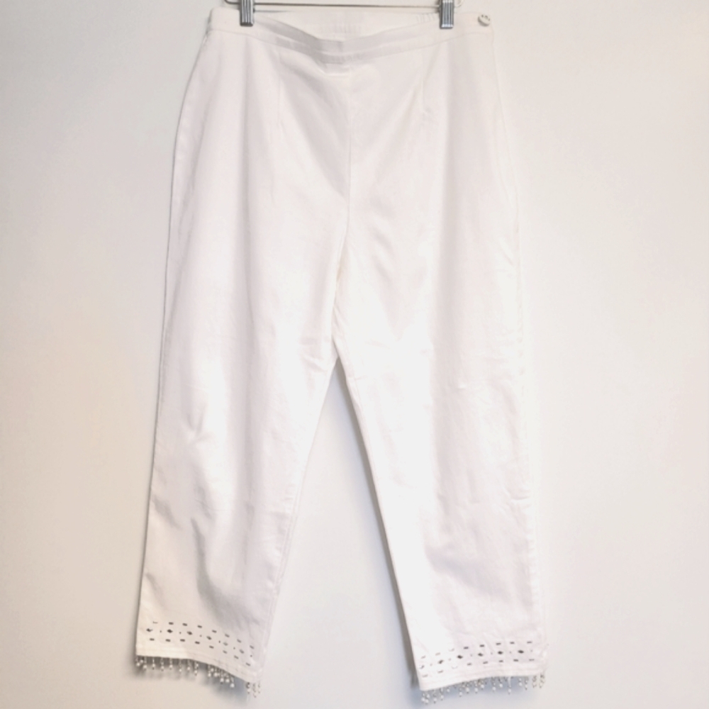 Vintage90s NANCY BOLEN For CITY GIRL White Pearl Beaded Cropped Pants Size L